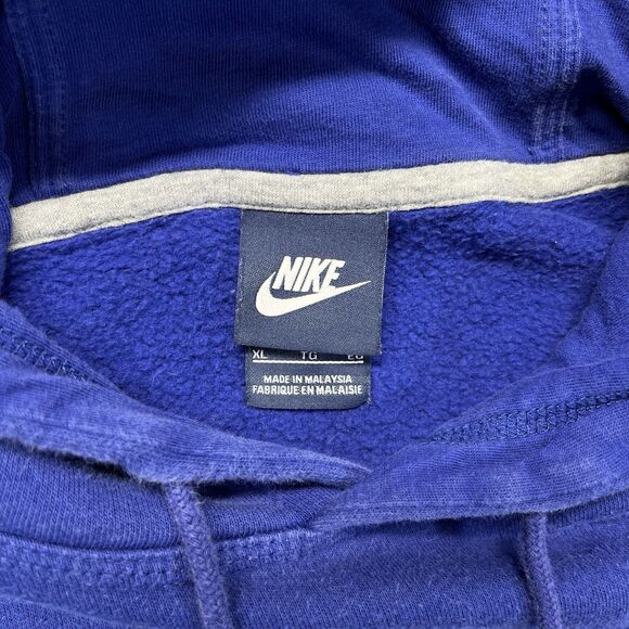 Vintage Nike Hoodie Mens XL Blue Sweatshirt Neon Green Center Swoosh Y2K 645398 - Picture 4 of 11